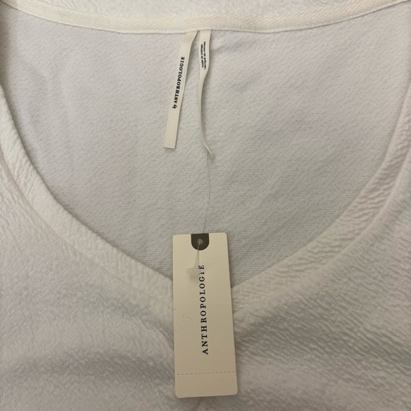 Anthropologie Scoop Neck Rushed White Crop Top Size Small New With Tag - Picture 3 of 8